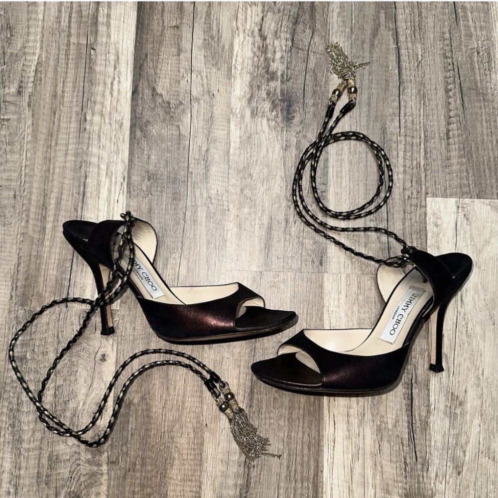 ✨ Vintage Y2K Jimmy Choo “Memphis” Heels – Metallic Chocolate Suede – Size 39 ✨